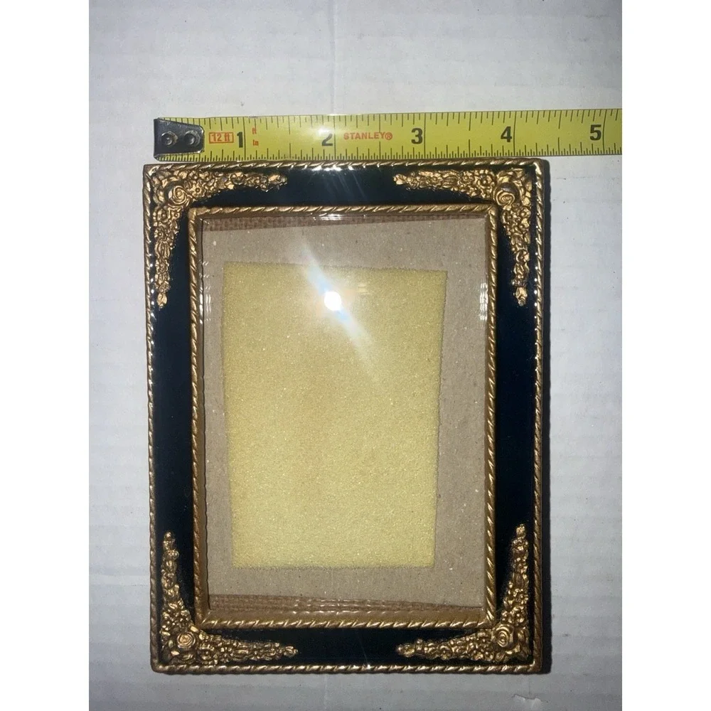 Vintage Black & Gold Baroque Style Ornate Picture Frame Mid-Century